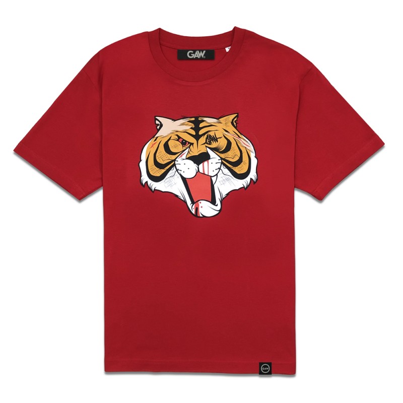T-shirt Streetwear Tiger2 Rosso